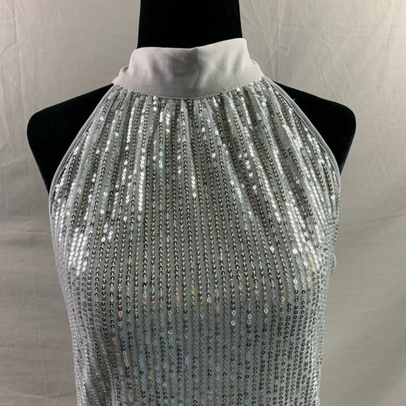 Silver Tie Back Sequin Halter Top - Picture 7 of 9